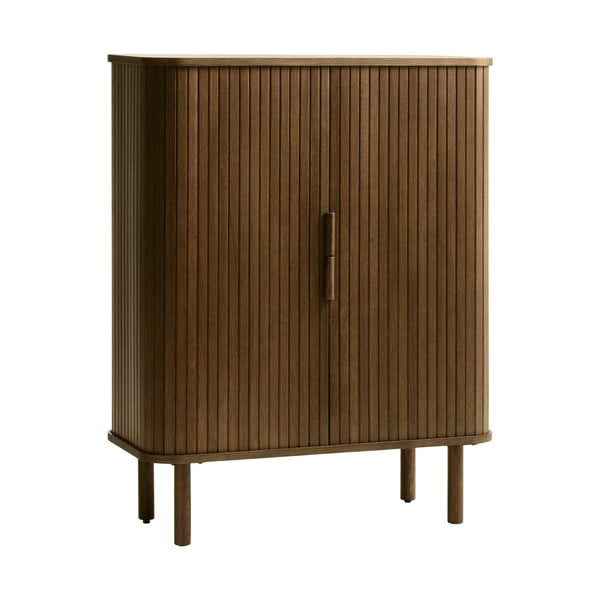 Brūns skapītis ar ozolkoka imitāciju ar bīdāmām durvīm 113x90 cm Cavo – Unique Furniture-image-4