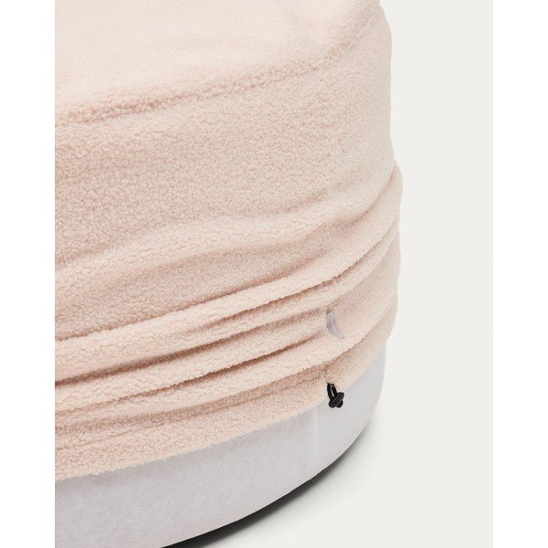 Gaiši rozā pufs no buklē auduma Kaeli – Kave Home-image-3