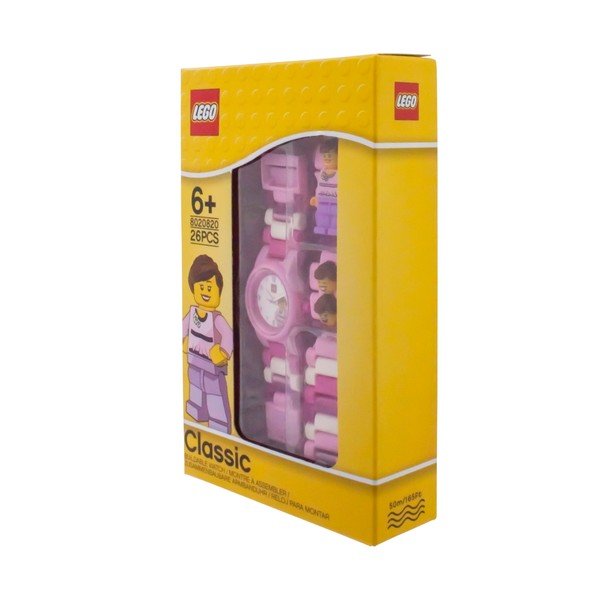 Bērnu rozā pulkstenis ar LEGO® Classic figūriņu-image-3