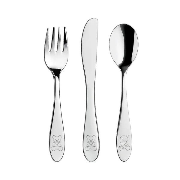 Nerūsējošā tērauda bērnu galda piederumi sudraba krāsā (3 gab.) – Orion