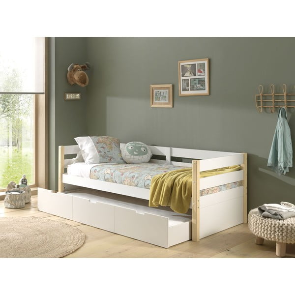 Balta atvilktne zem bērnu gultas Margrit – Vipack-image-2