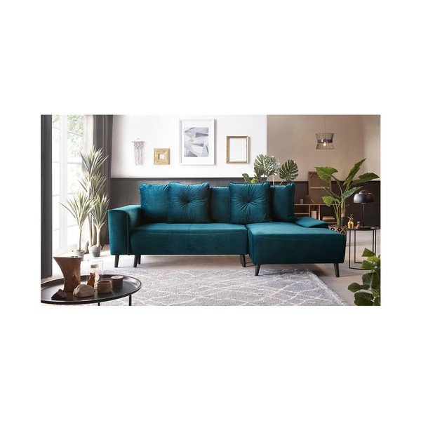 Benzīna samta stūra dīvāns ar stūri Bobochic Paris Hera Bis, labais stūris-image-4