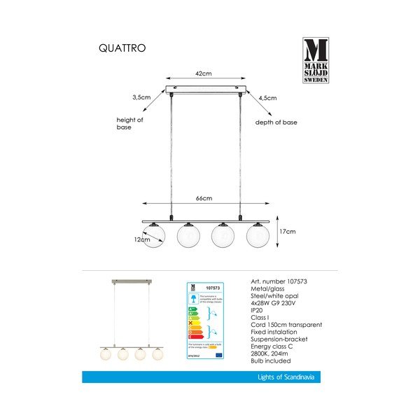 Metāla piekaramais gaismeklis Markslöjd Quattro-image-3