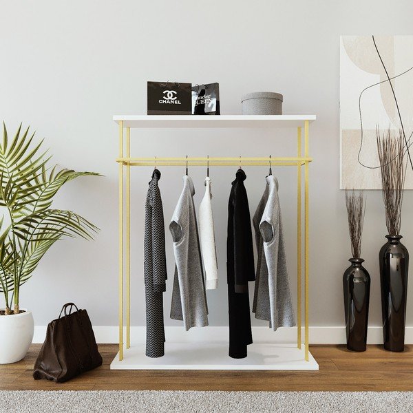 Balts drēbju pakaramais statīvs Wuppertal – Kalune Design-image-1