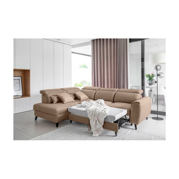 Gaiši brūns samta salokāms/ar uzglabāšanas vietu stūra dīvāns (ar kreiso stūri/L veida) Noble – ELTAP-image-4