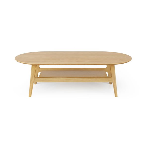 Dabīga toņa žurnālgaldiņš ar ozolkoka imitāciju 60x130 cm Curved – Woodman