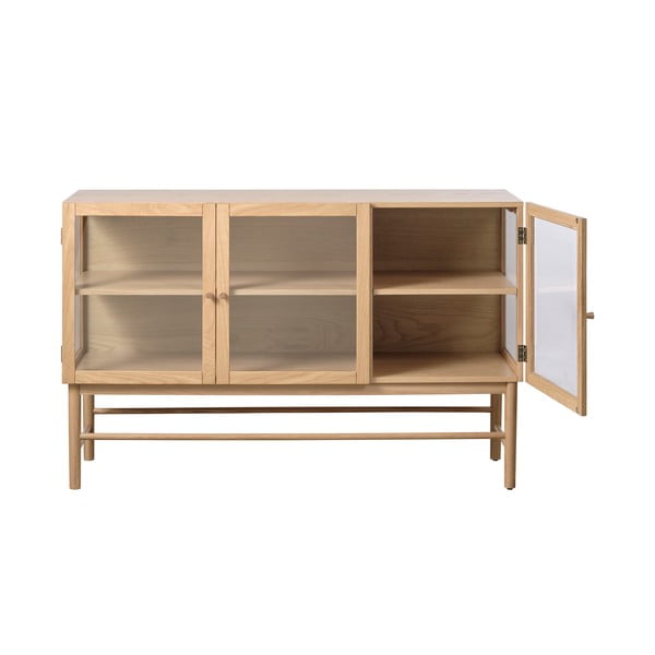 Dabīga toņa ozola masīvkoka vitrīna 88x140 cm Elba – Unique Furniture-image-3