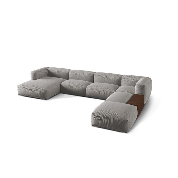 Gaiši pelēks modulārais stūra dīvāns (ar labo stūri/U veida) Martina – Micadoni Home-image-1