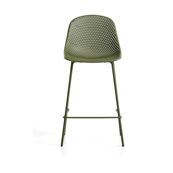 Zaļš metāla/plastmasas dārza bāra krēsls Quinby – Kave Home-image-2