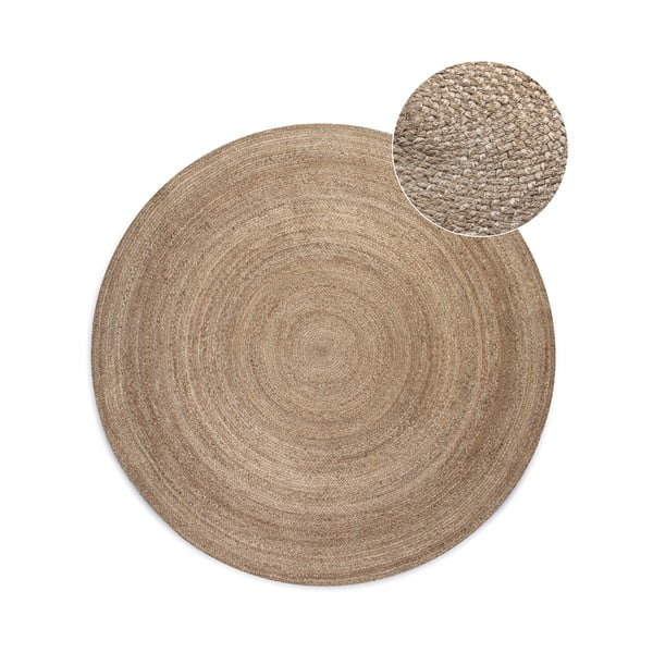 Pelēkbēšs divpusējs džutas apaļš paklājs ø 140 cm Braided – Hanse Home