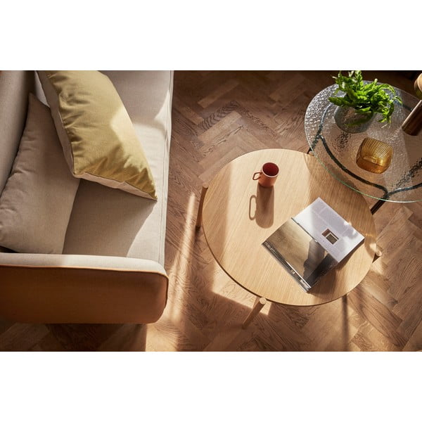 Melns apaļš žurnālgaldiņš ar stikla galda virsmu ø 80 cm Orbit – Hübsch-image-1