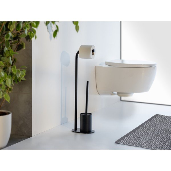 Melns tērauda tualetes papīra turētājs ar statīvu Levante – Wenko-image-2