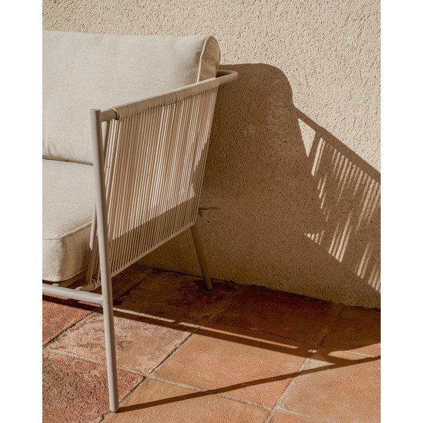 Krēmkrāsas/pelēkbrūns metāla/polsterēts dārza atpūtas krēsls Zivia – Kave Home-image-3