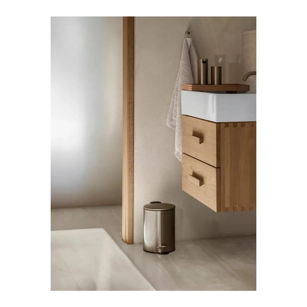 Tumši brūna tērauda atkritumu tvertne ar pedāli 3 l Tubo – Blomus-image-1