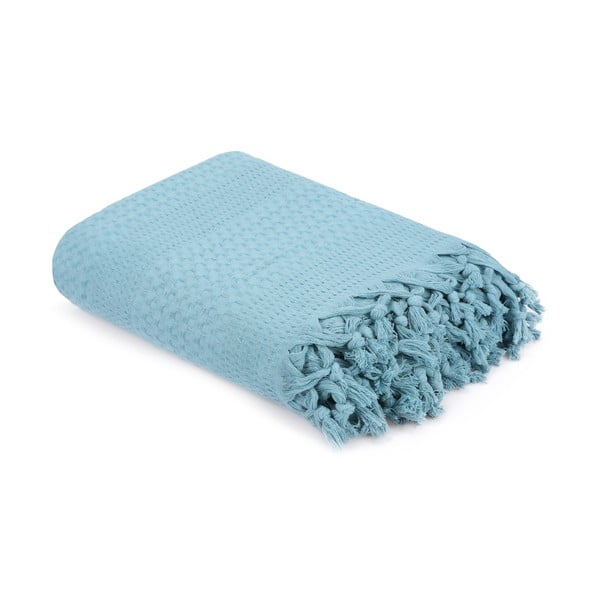 Zils kokvilnas divguļamās gultas pārklājs Mijolnir, 220 x 240 cm-image-3