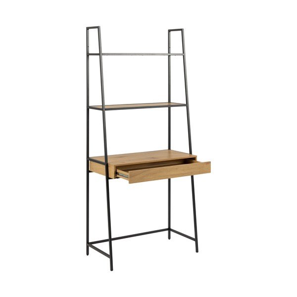 Melns grāmatplaukts ar ozolkoka imitāciju 77x175 cm Seaford – Actona-image-3