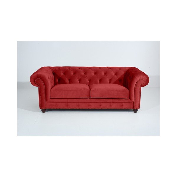 Ķieģeļu sarkans Max Winzer Orleans Velvet dīvāns, 216 cm