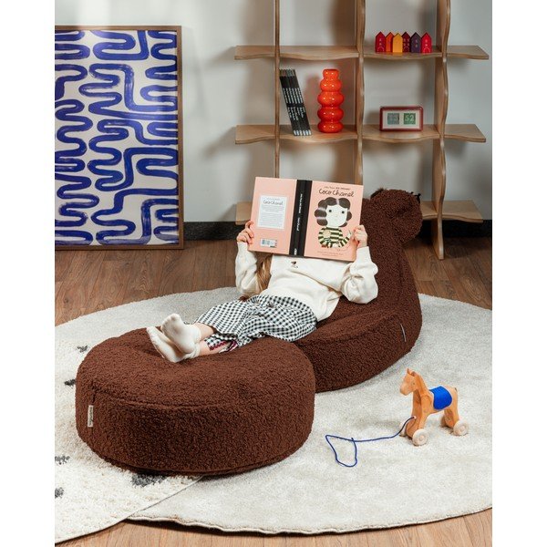 Tumši brūns bērnu sēžammaiss no buklē auduma Warm Hazel – Wigiwama-image-2