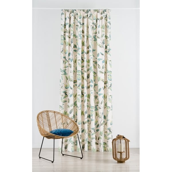 Zaļš/krēmkrāsas aizkars ar āķiem 210x260 cm Maui – Mendola Fabrics