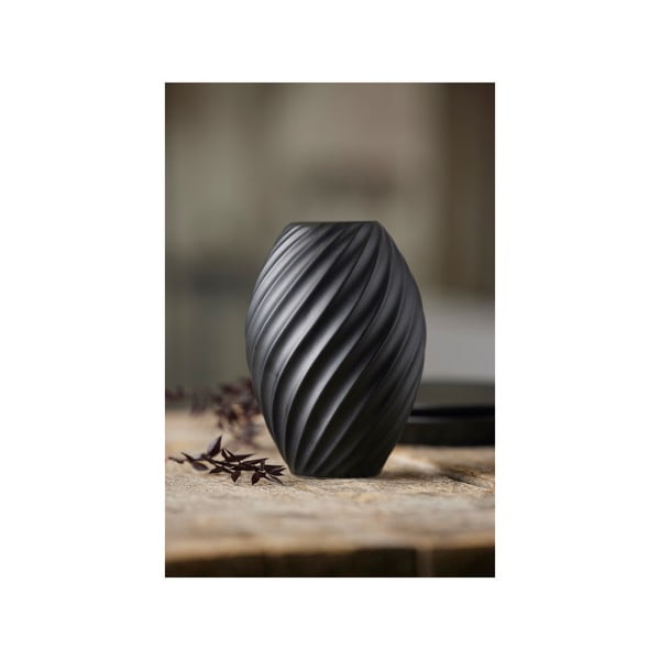 Melna porcelāna vāze Morsø River, augstums 16 cm-image-3