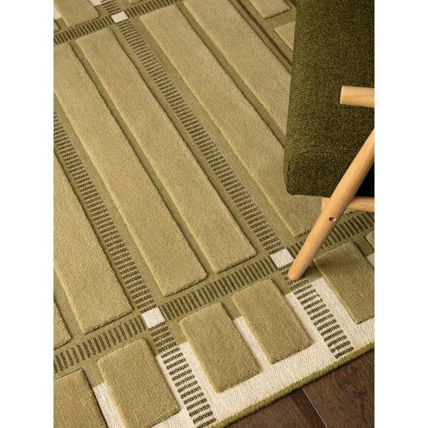 Zaļš/bēšs ar rokām darināts vilnas paklājs 160x230 cm – Asiatic Carpets-image-2