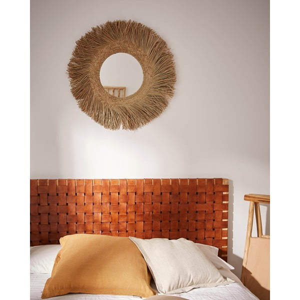 Tīkkoka un ādas galvgalis Kave Home Calixta, 153 x 110 cm-image-1