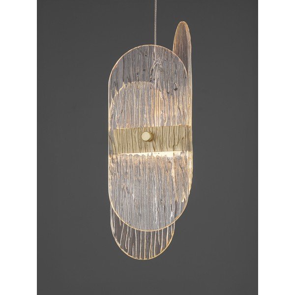 Misiņa krāsas metāla LED piekaramā lampa ar regulējamu spilgtumu ar stikla abažūru ø 32 cm Lucien – Nova Luce-image-2