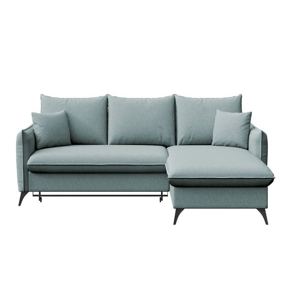 Gaiši zils salokāms stūra dīvāns ar uzglabāšanas vietu (ar labo stūri/ar zvilni) Brim – Rodier