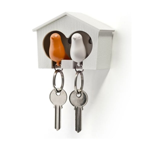 Balta atslēgu piekariņš ar oranžu un baltu atslēgu piekariņu Qualy Duo Sparrow