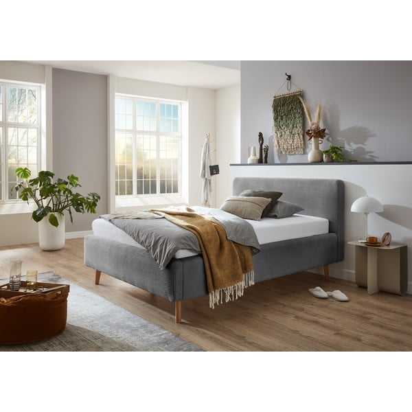Pelēka polsterēta vienvietīga gulta bez režģa 120x200 cm Mattis – Meise Möbel-image-1
