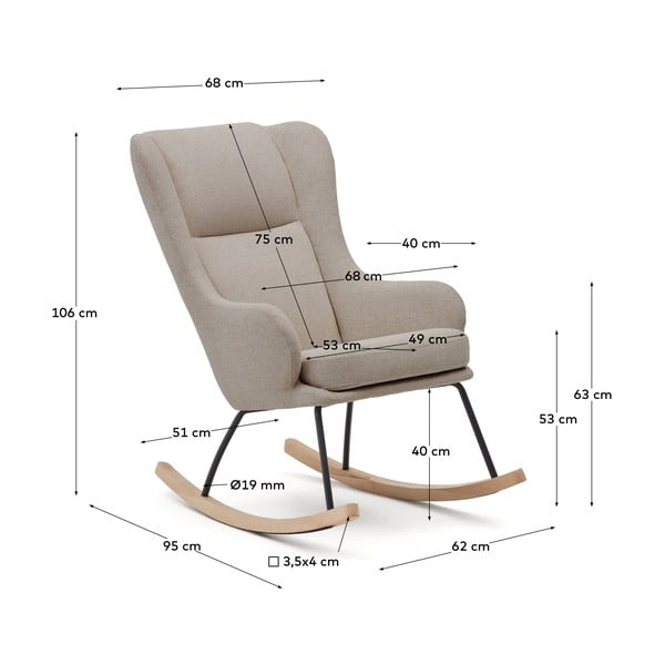 Bēšs šūpuļkrēsls  no buklē auduma Maustin – Kave Home-image-4