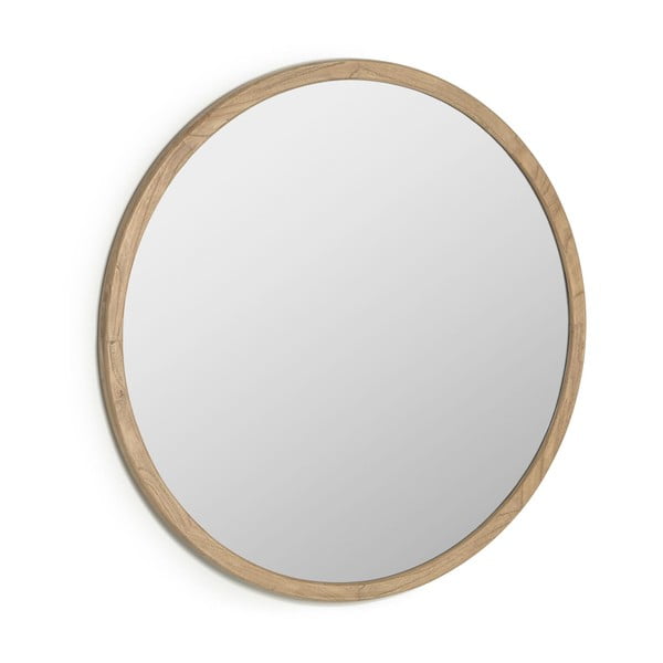Sienas spogulis ar masīvkoka rāmi ø 100 cm Alum – Kave Home