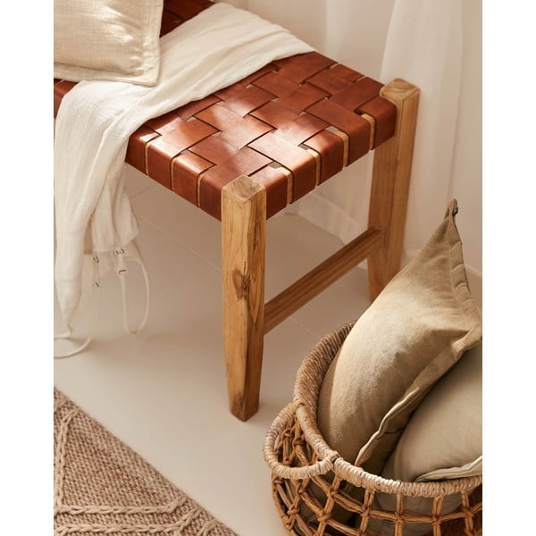 Konjakbrūns/dabīga toņa ādas sols Calixta – Kave Home-image-2