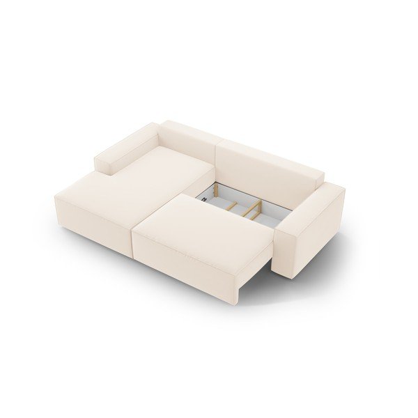 Bēšs samta salokāms/ar uzglabāšanas vietu stūra dīvāns (ar kreiso stūri/ar zvilni) Jodie – Micadoni -image-4