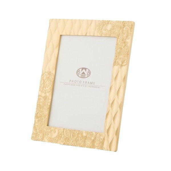 Dzeltens fotorāmis sveķu rāmī Mauro Ferretti Glam Carving, 15 x 20 cm