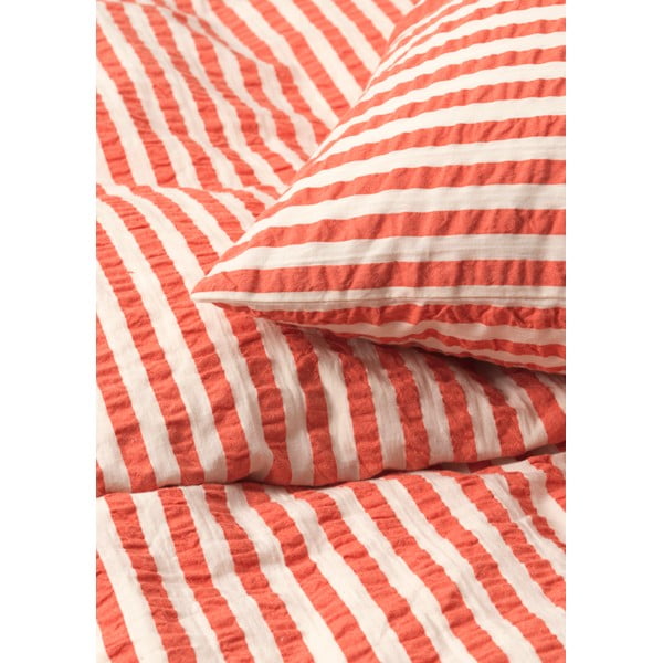 Ķieģeļu sarkana/bēša vienvietīga gultas veļa no krepa auduma 140x200 cm Bæk&Bølge – JUNA-image-2