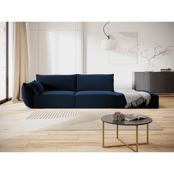 Tumši zils samta dīvāns ar kreiso stūri 264 cm Vanda – Mazzini Sofas-image-1