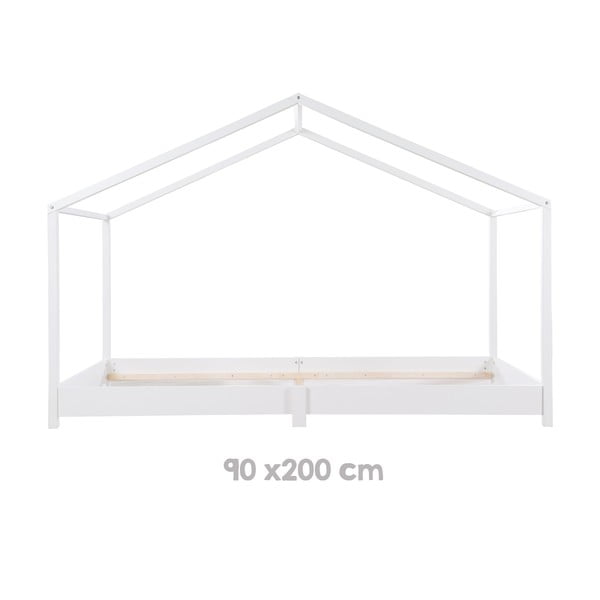 Balta bērnu gulta mājas formā 90x200 cm Montessori – Roba-image-3