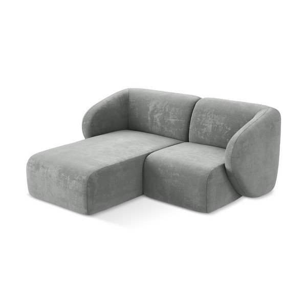 Pelēks stūra dīvāns no šenila auduma (ar kreiso stūri/ar zvilni) Lani – Makamii-image-2