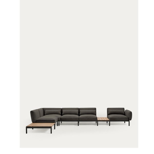Tumši pelēks polsterēts dārza dīvāns (ar kreiso stūri) Sorells – Kave Home-image-4