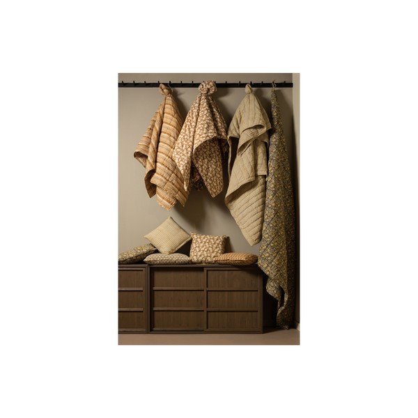 Sinepju dzeltens kokvilnas gultas pārklājs divguļamai gultai 220x265 cm Chevron – BePureHome-image-2