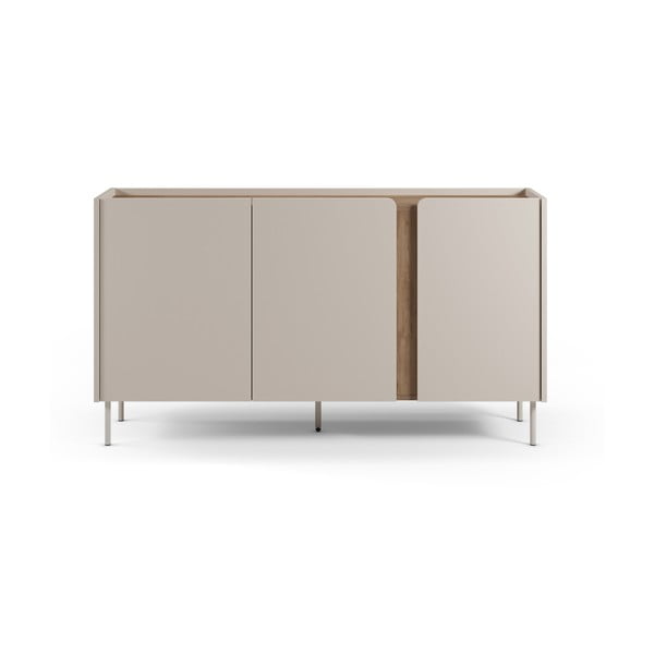 Krēmkrāsas/dabīga toņa kumode ar ozolkoka imitāciju 150x82,5x40,5 cm Lucile – Marckeric