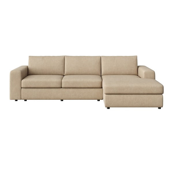 Gaiši brūns samta stūra dīvāns (ar labo stūri/ar zvilni) Baga – Rodier