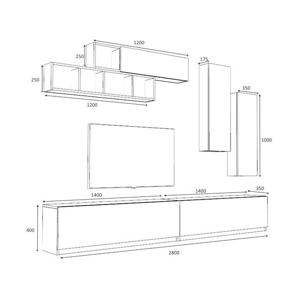Balts TV galds 140x40 cm Dona – Gauge Concept-image-3