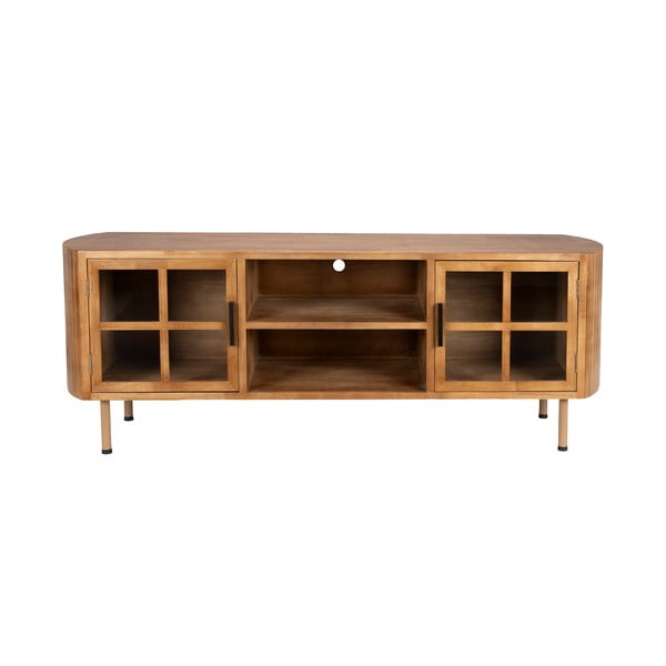 Dabīga toņa gumijkoka masīvkoka TV galdiņš 150x55x38 cm Yaz – White Label