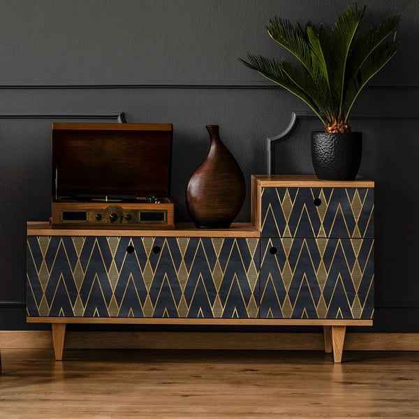 Dekoratīvās tapetes mēbelēm melnā un zelta krāsā Ambiance Ragnar-image-4