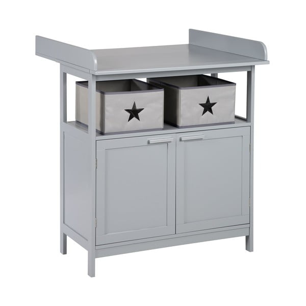 Pelēka bērnu kumode ar pārtinamo galdiņu 87x100x75 cm Hamburg – Roba