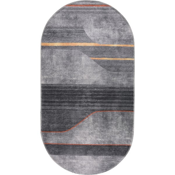 Pelēks mazgājams paklājs 60x100 cm Oval – Vitaus