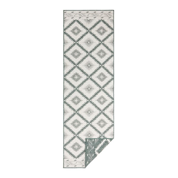 Zaļš un krēmkrāsas āra paklājs NORTHRUGS Malibu, 250 x 80 cm