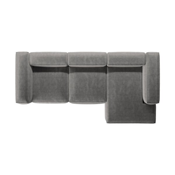 Gaiši pelēks velveta stūra dīvāns (ar labo stūri/ar zvilni) Bergamo – Cosmopolitan Design-image-3